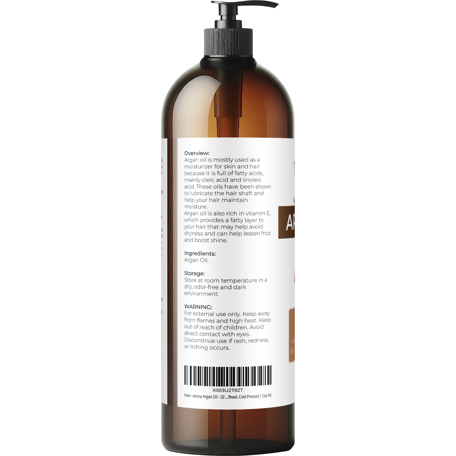 Velona Argan Oil – 32 oz | 100% Pure & Natural | Morocco Unrefined Cold Pressed