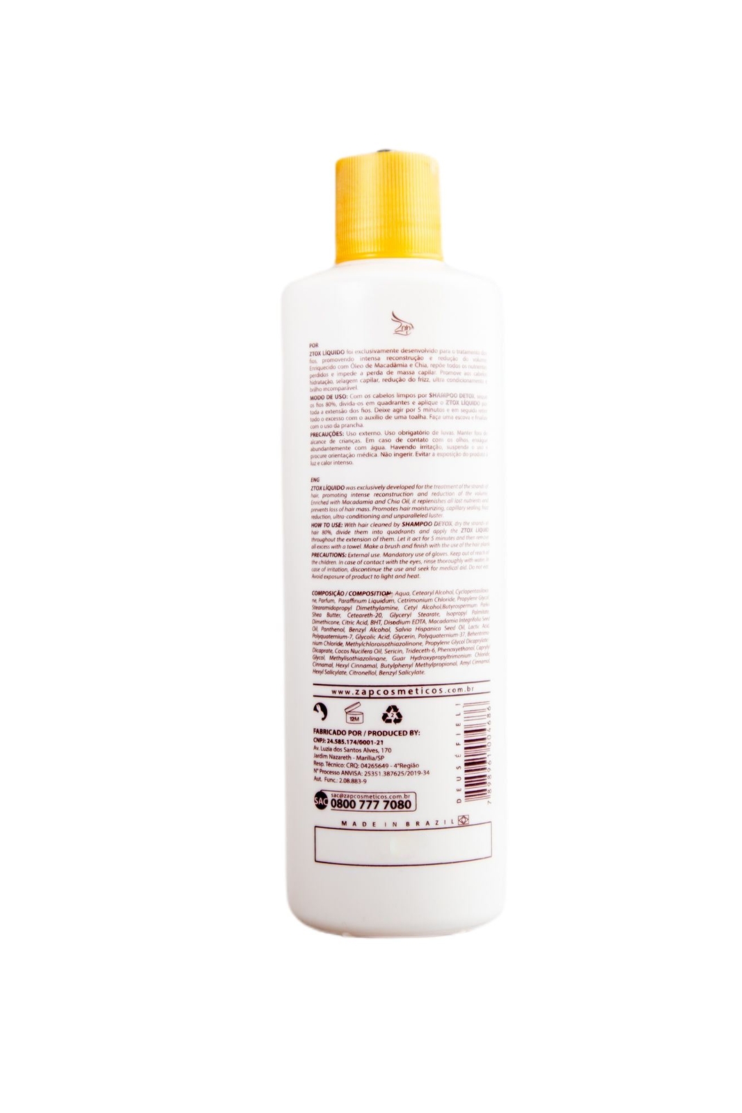Zap Ztox Conditioning Reducer Liquid Macadamia and Chia 500ml – Zap Cosmetics