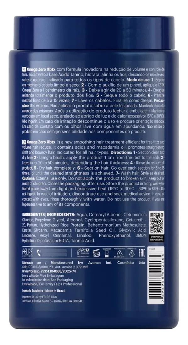 Felps Professional Xbtx Omega Zero/Redutor De Valumes/Nanoplasty 1Kg/35.3 Oz