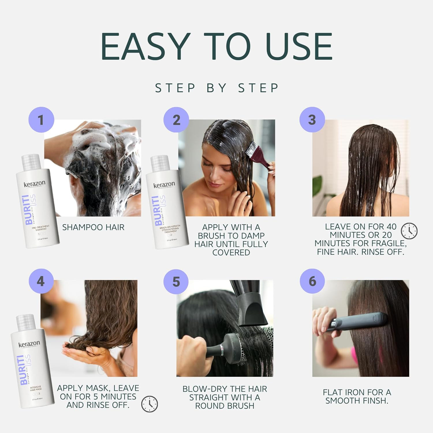 Brazilian Keratin Straightening Treatment KIT 2Fl.Oz Buriti Liss Collagen Pro fo