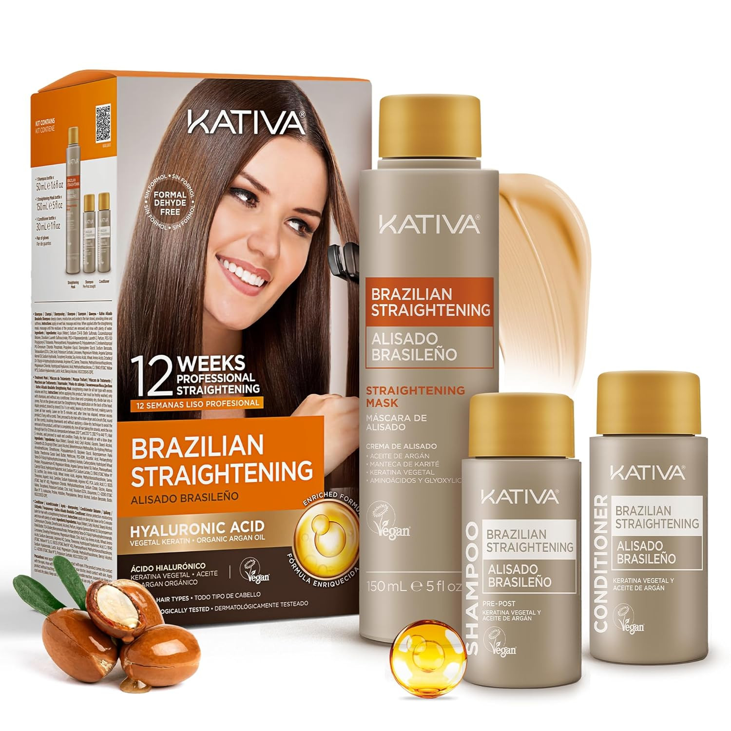 Brazilian Straightening Kit, 12 Weeks of Home Use Professional Straightening, wi