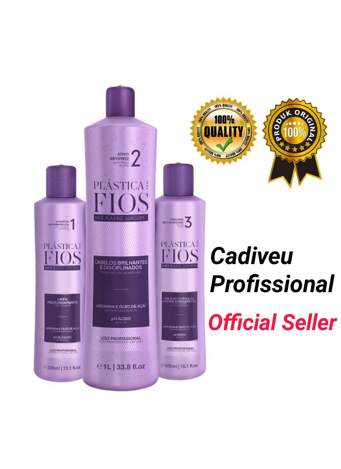 Cadiveu Plastica dos Fios Step 2 Thermal Sealing 1L Free Shampoo and Mask 300ml