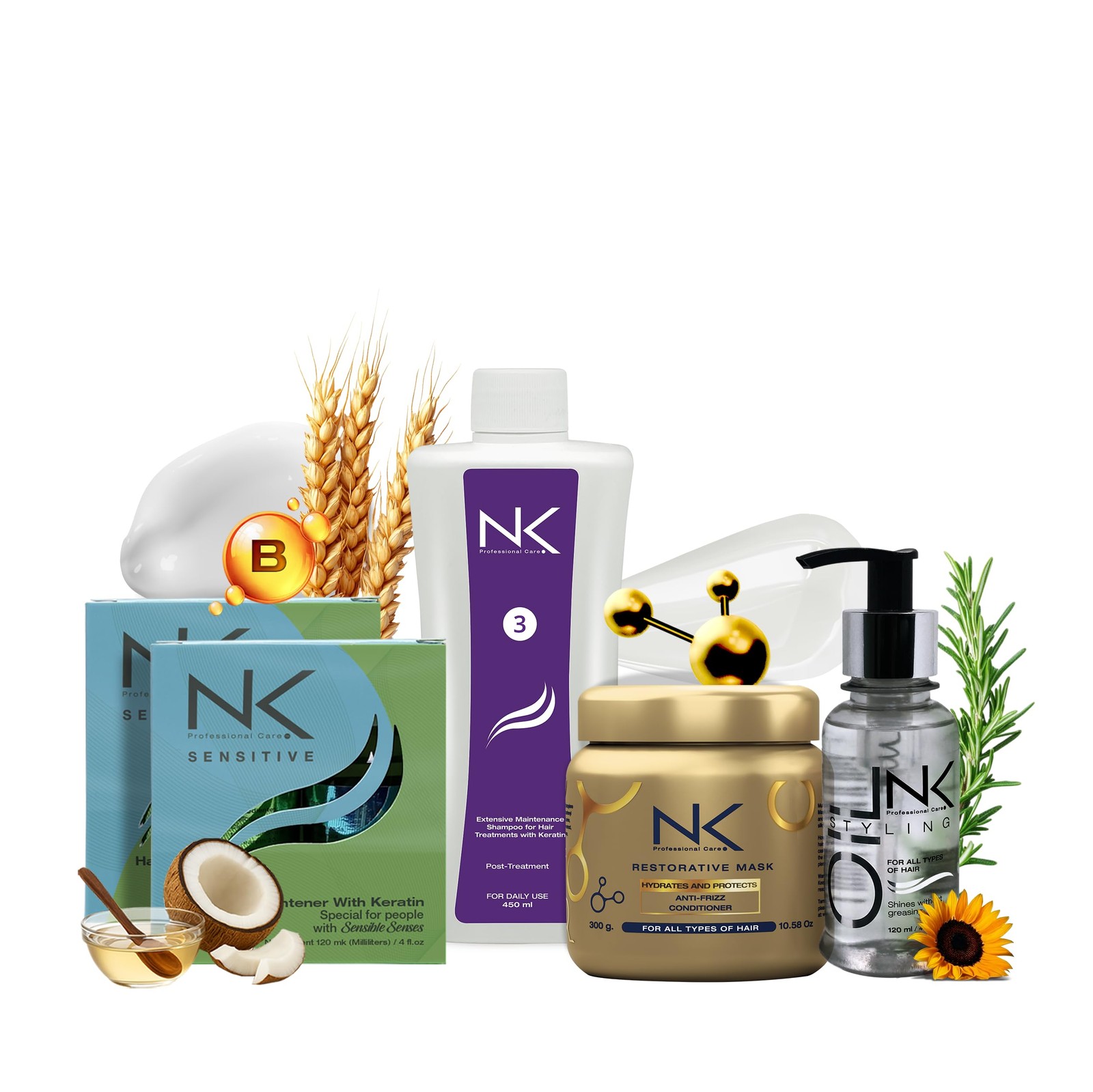 NK Sensitive Keratin Hair Straightening Treatment Vegan Formaldehyde Free.