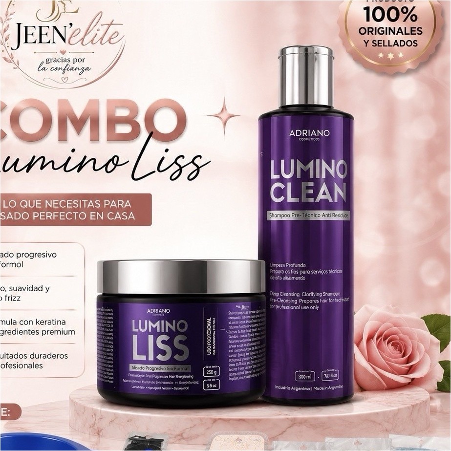 Adriano Cosméticos Lumino Liss Formaldehyde-Free Keratin Kit + Shampoo 300ml