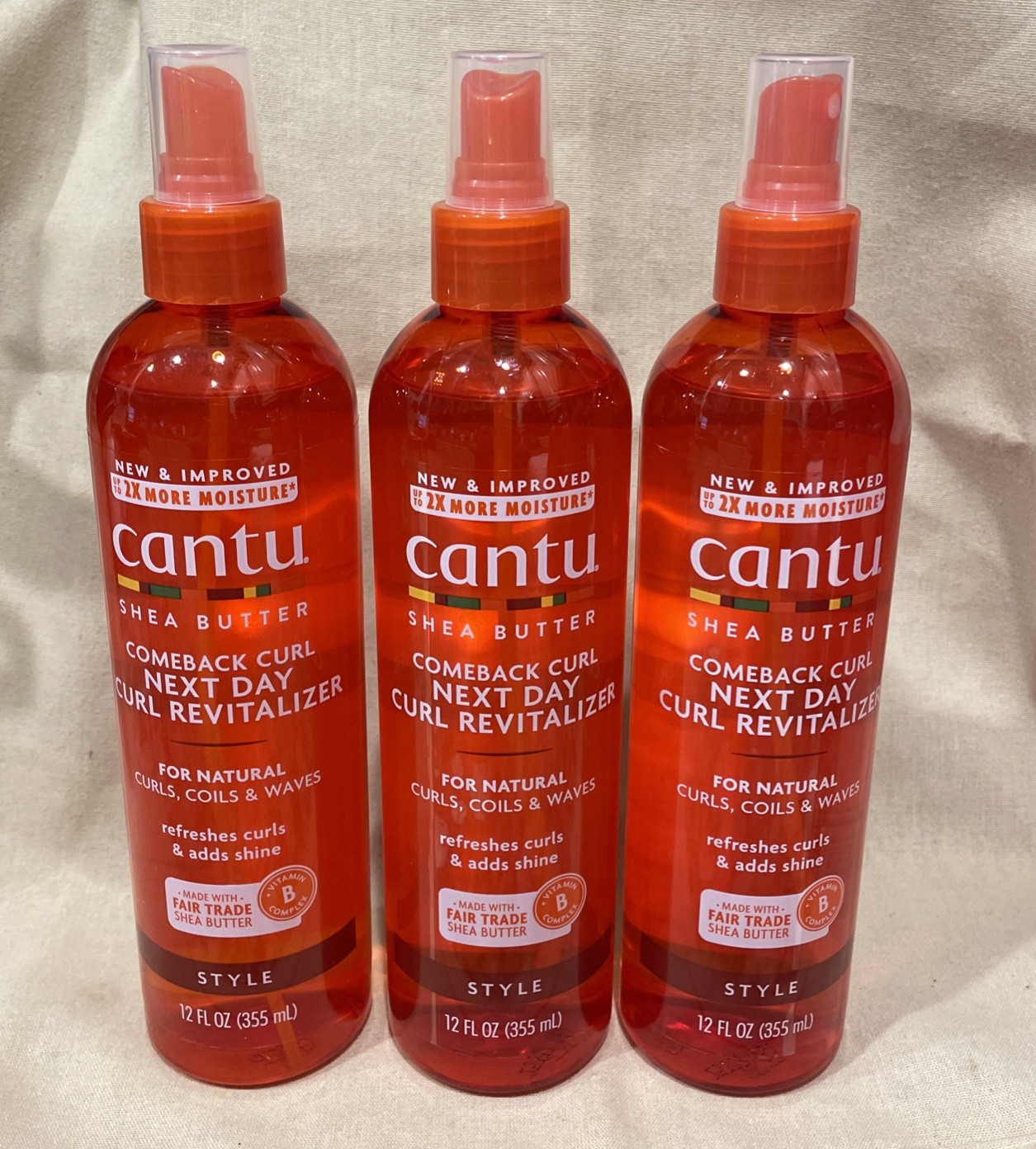 Cantu Shea Butter Comeback Curl Next Day Revitalizer 12 Oz 3 Pack New