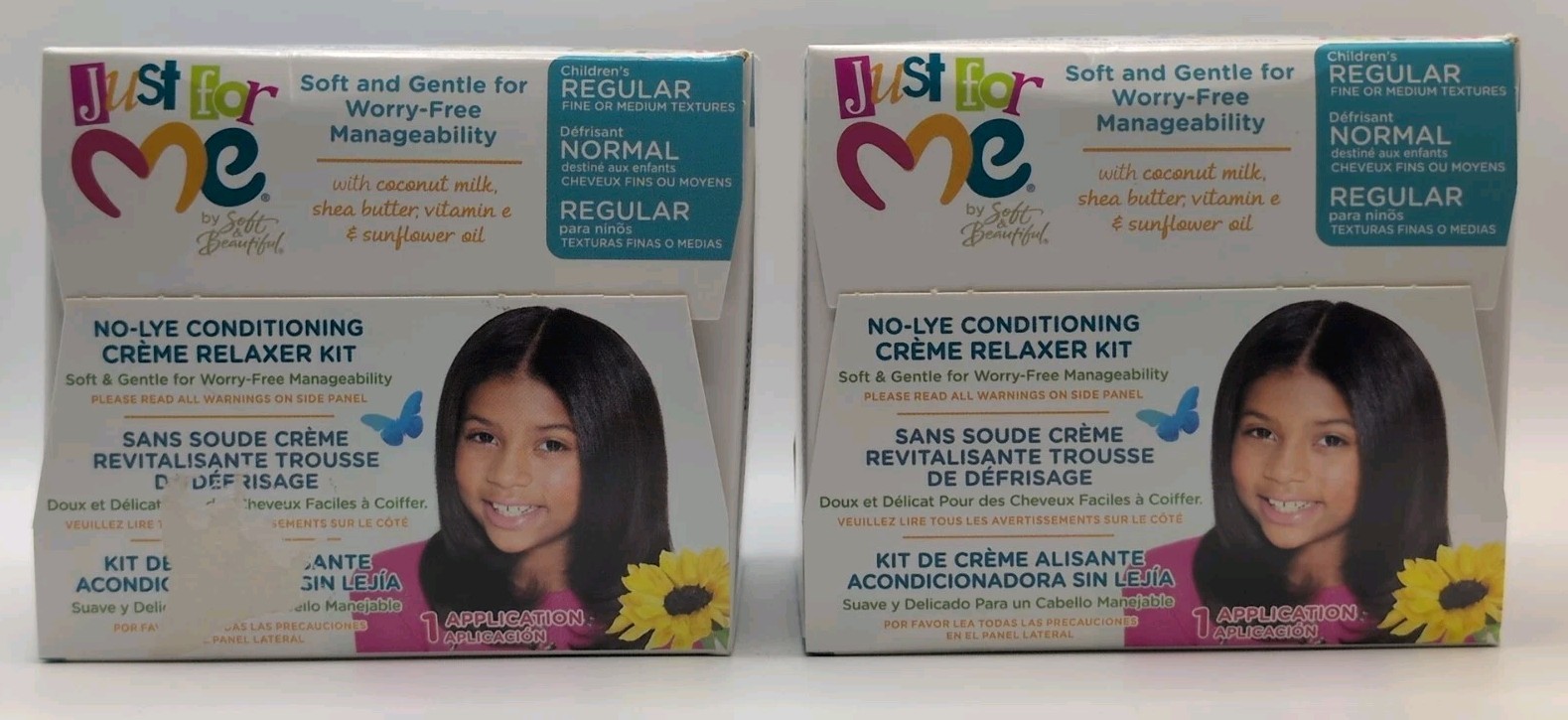 Lot of 2 Kits Just For Me No-Lye Conditioning Creme Relaxer Kits, 2-Applications