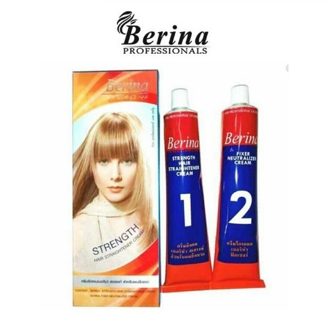 Berina Hair Straightener Cream Plus Neutralizer Straightening Straight Original