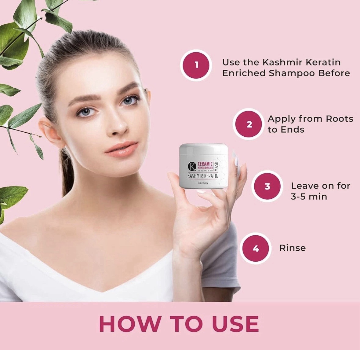(2) Kashmir Keratin hair mask Ceramic Mask For All Types of Hair 16 fl.oz