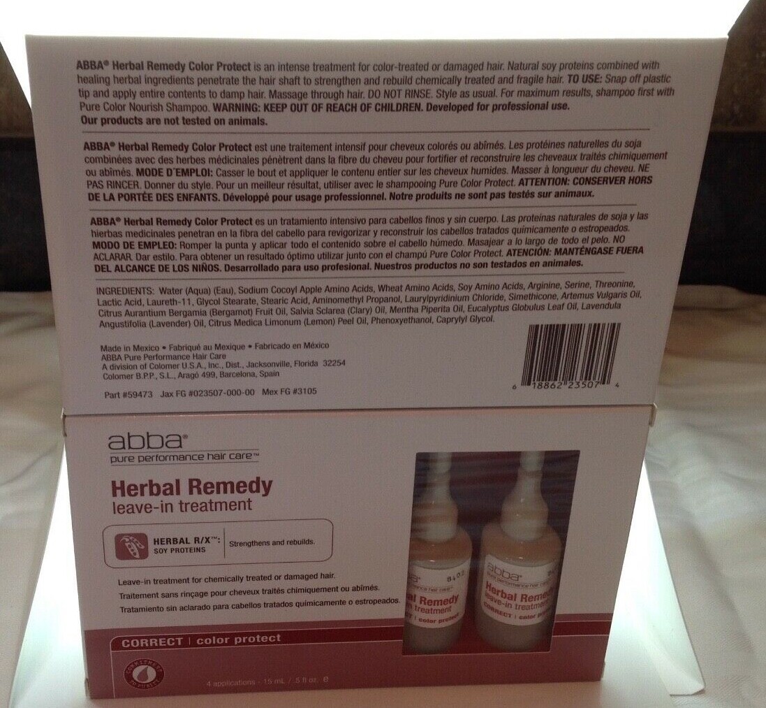 Abba Herbal Remedy Leave-in Treatment Color Protect 4 x 15ml / 5 oz – LOT OF 2