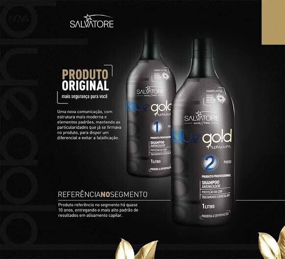 Salvatore Blue Gold Premium – Brazilian Keratin Straightening Treatment Kit 2x1L