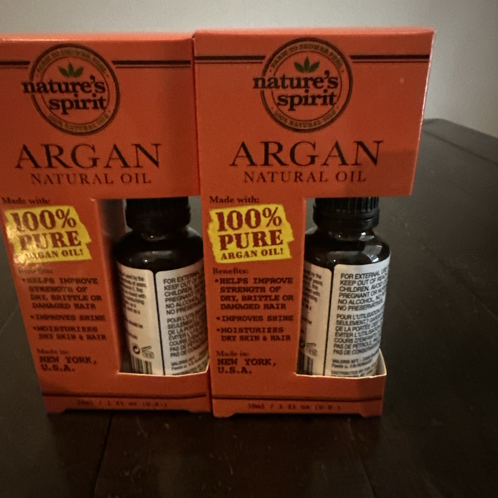 Lot 2 Argan Oil 100% PURE By nature’s spirit 1 fl oz / 30 ml NEW UNOPENED BOX