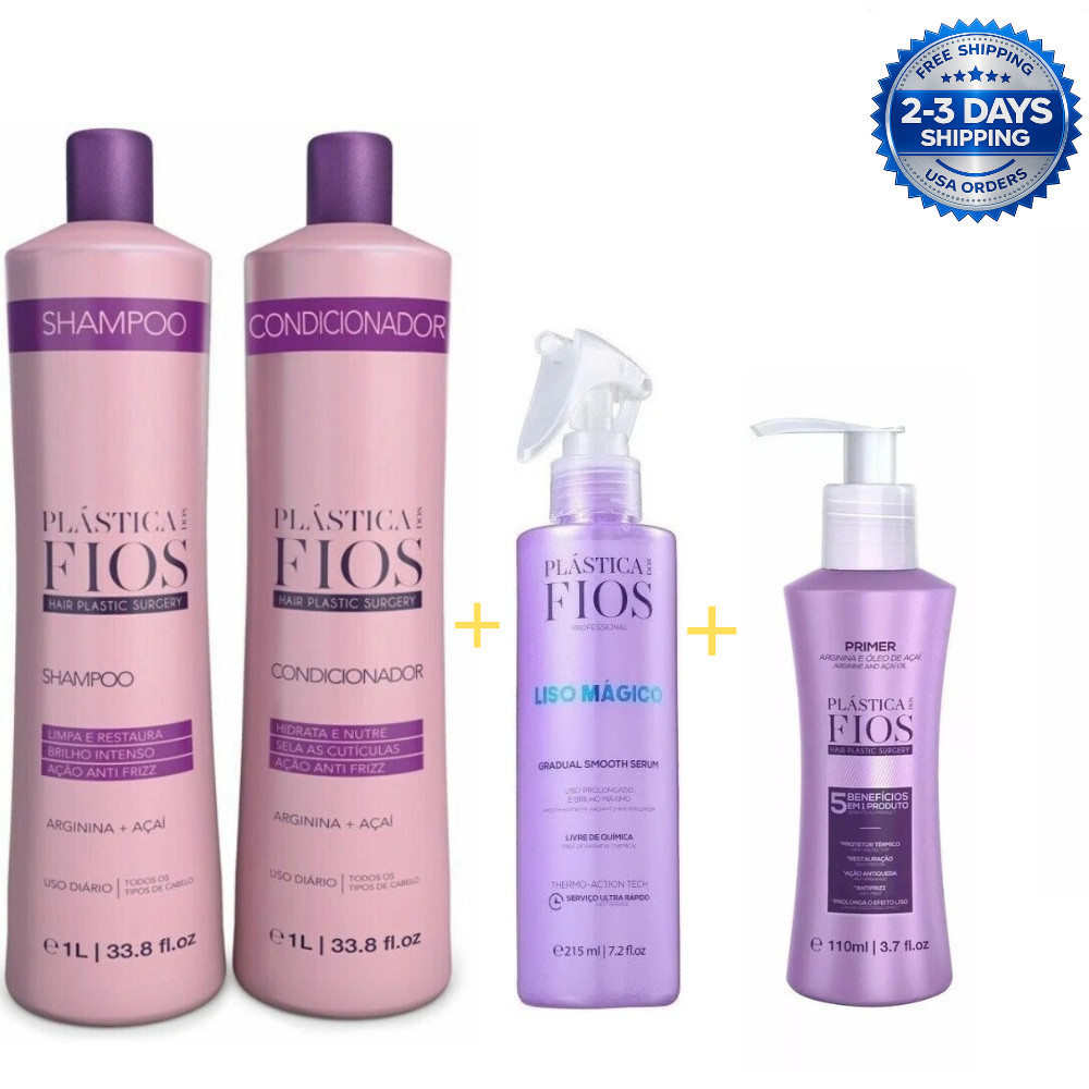 Cadiveu Plastica Dos Fios Home Care 2x1L + Liso Magico 215ml + Primer Kit