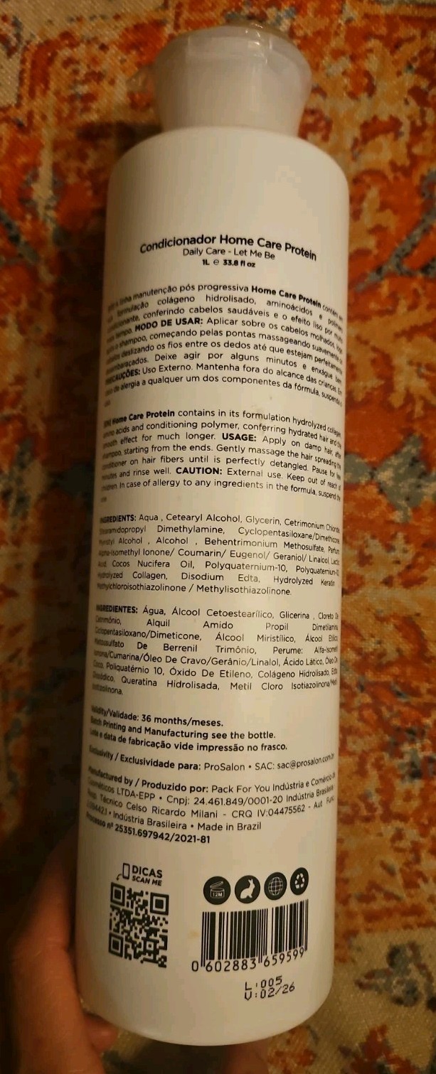 Let Me Be Hair Protein Smoothing Conditioner Brazilian Keratin Treatment 1L
