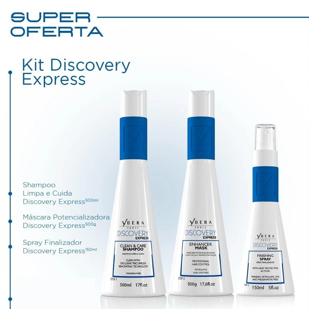 Ybera Paris Discovery Express | Shampoo Kit 500ml + Mask 500ml + Finishing 120ml