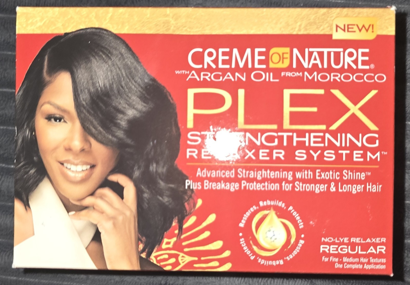 Creme of Nature Argan Oil Plex Strengthening Relaxer System No Lye Regular, New