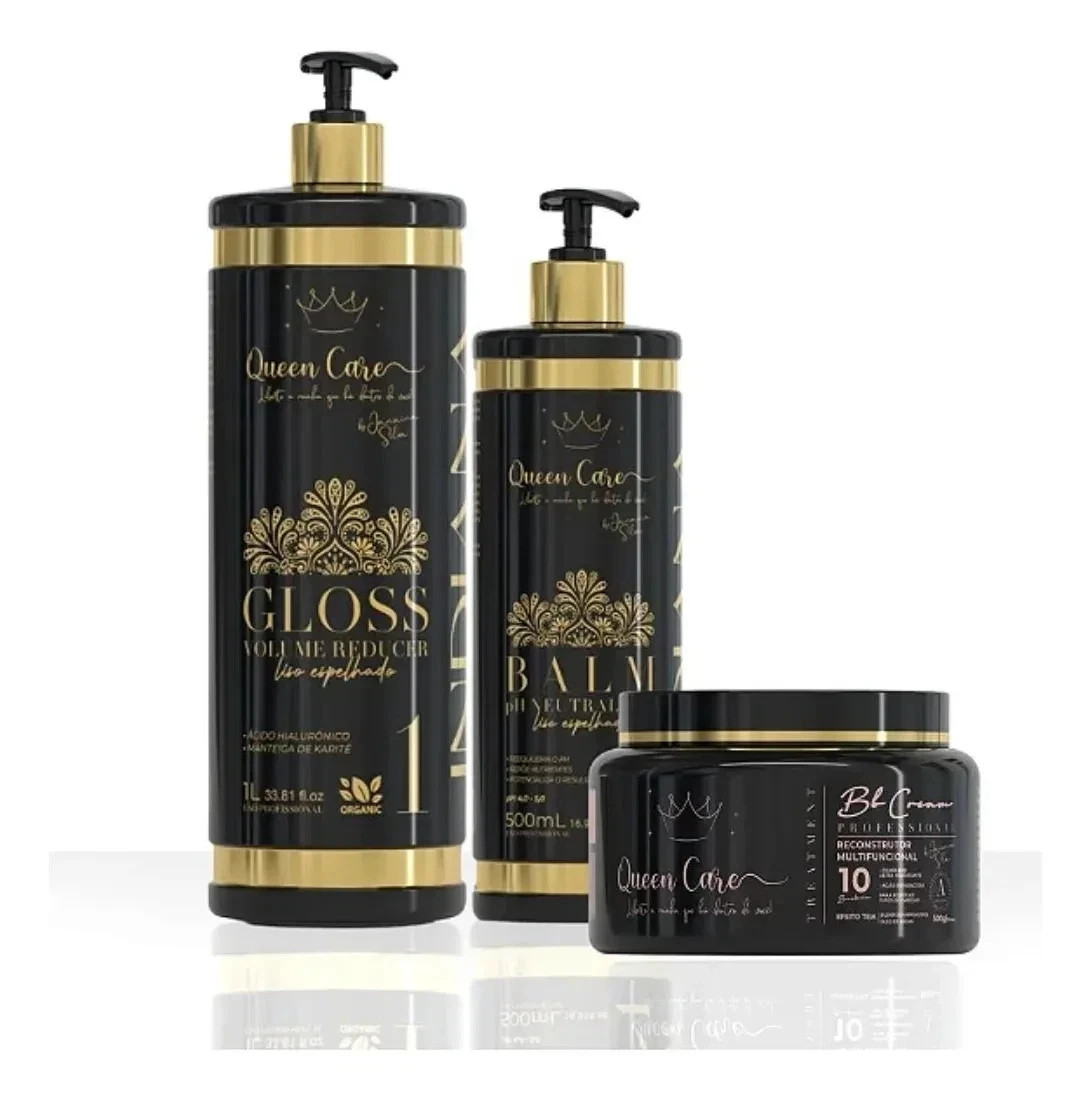 Donna Indiana Smooth Hair Volume Reducer Gloss Balm Mask QUEENCARE – 3 Products