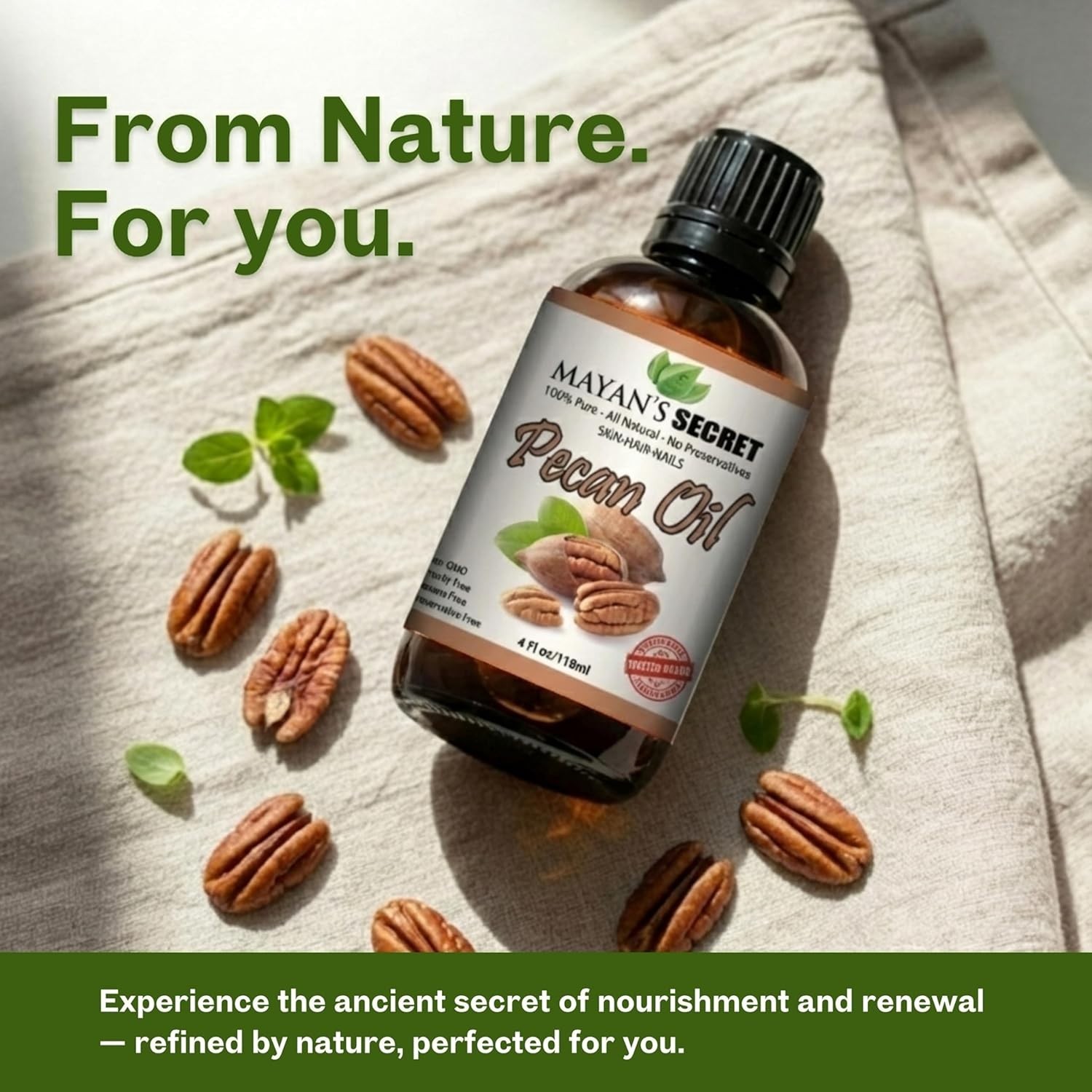 100% Pure Virgin Pecan oil for Skin Tightening, WrinklesPrevention
