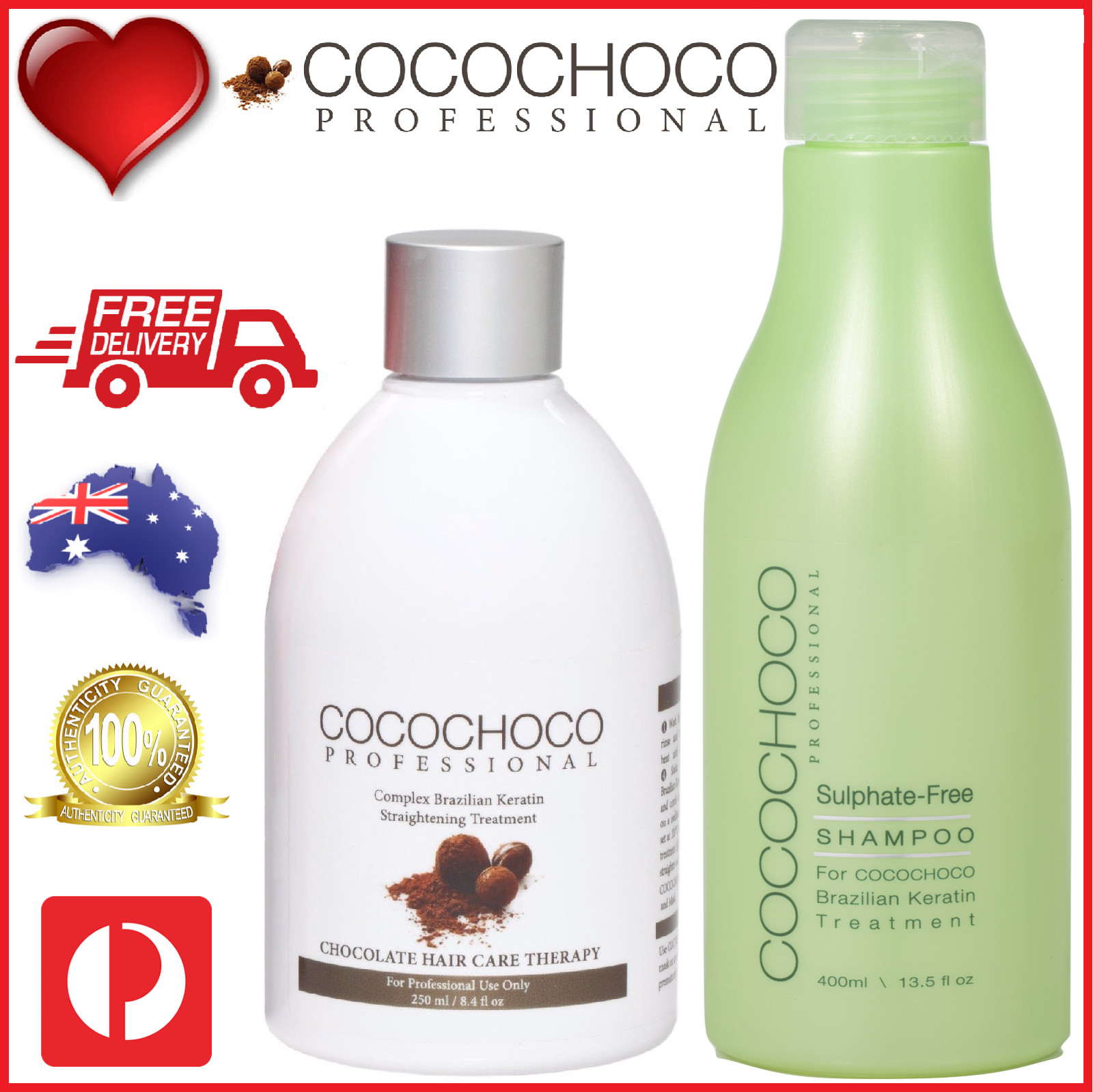 ❤❤ COCOCHOCO Pro ORIGINAL Keratin Treatment 250ml + SULPHATE FREE SHAMPOO 400ml