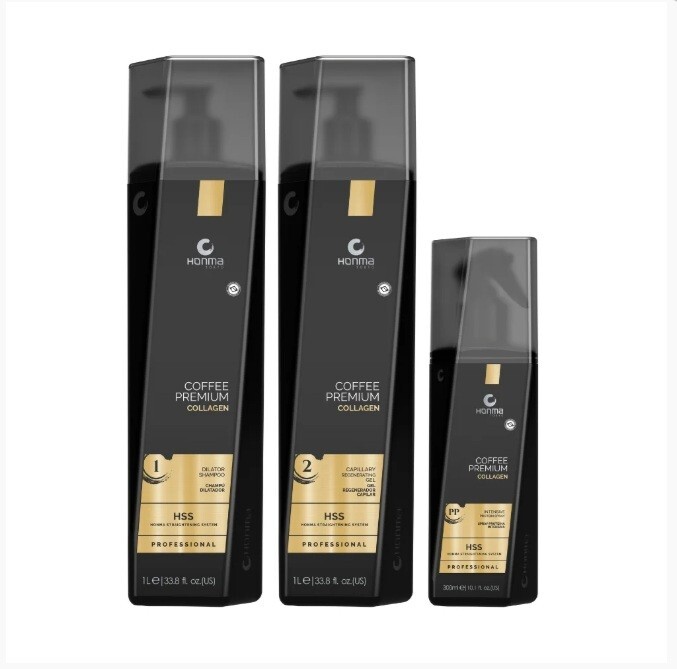 Treatment Keratin Honma Tokyo Coffee Premium Collagen Complete Kit 3 products
