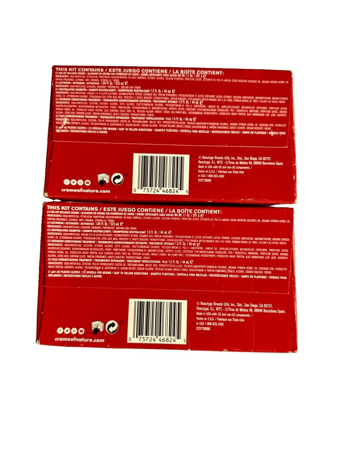 2x Creme of Nature Argan Oil Plex Strengthening Relaxer System No Lye Regular