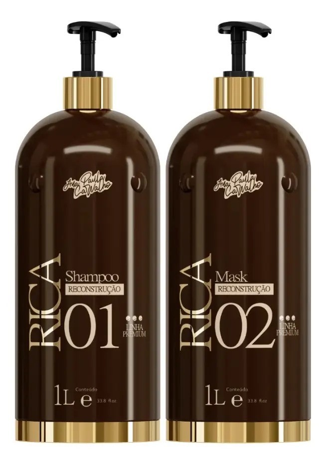 Ana Paula Carvalho Straightening and Reconstruction Kit / Shampoo + Mask / 2x1L