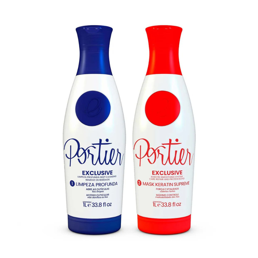 Portier Exclusive Brazilian Keratin Straightening Treatment Kit 2x1L 33.8fl oz