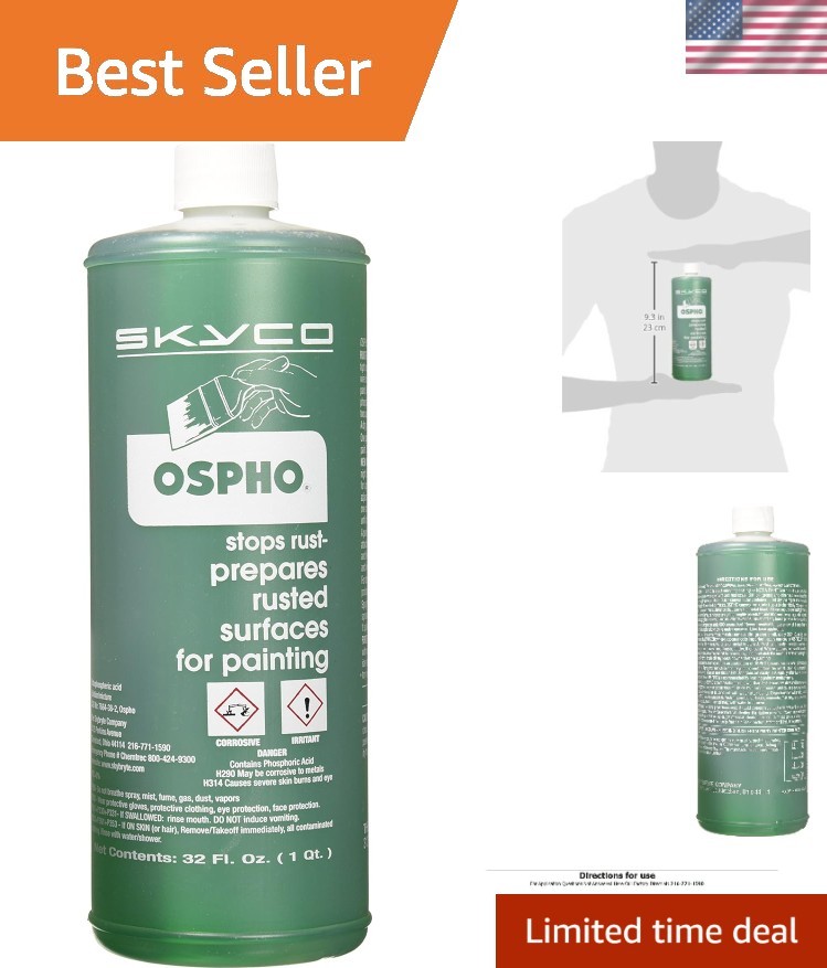 Ospho Clear Gloss Metal Treatment – 32 Fl Oz Liquid for Superior Rust Protection
