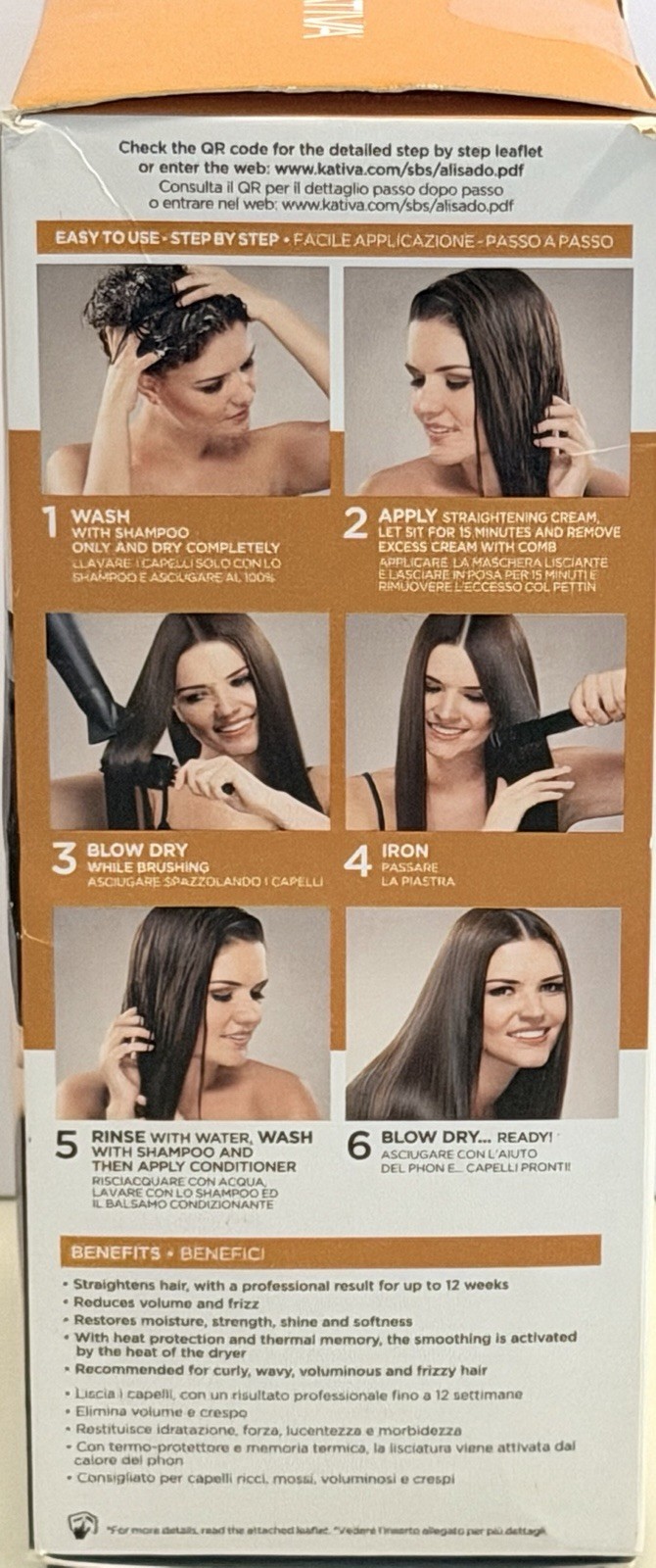 KATIVA Brazilian Keratin Straightening Kit With Potion 4 Heat Protectant Serum