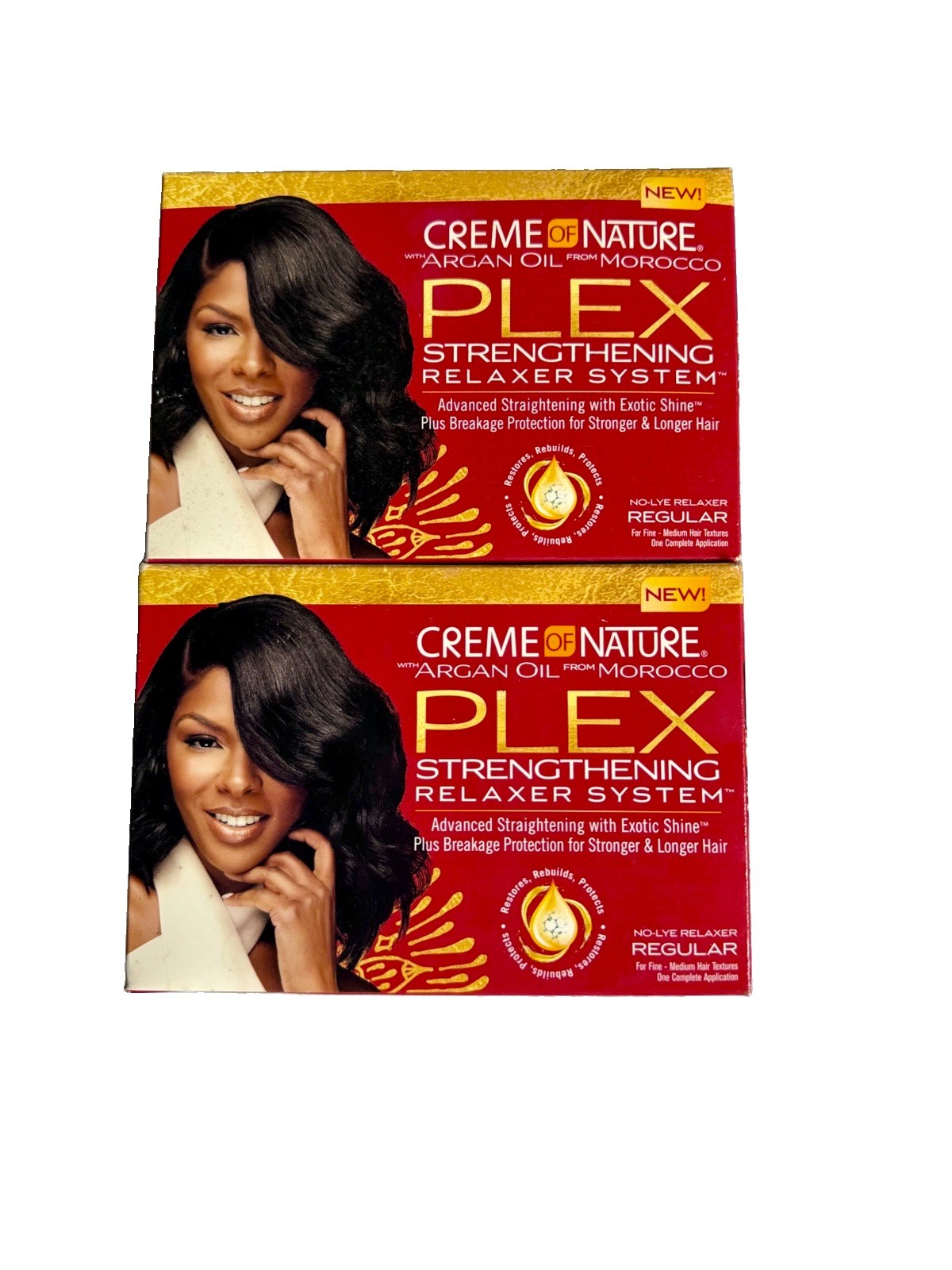 2x Creme of Nature Argan Oil Plex Strengthening Relaxer System No Lye Regular