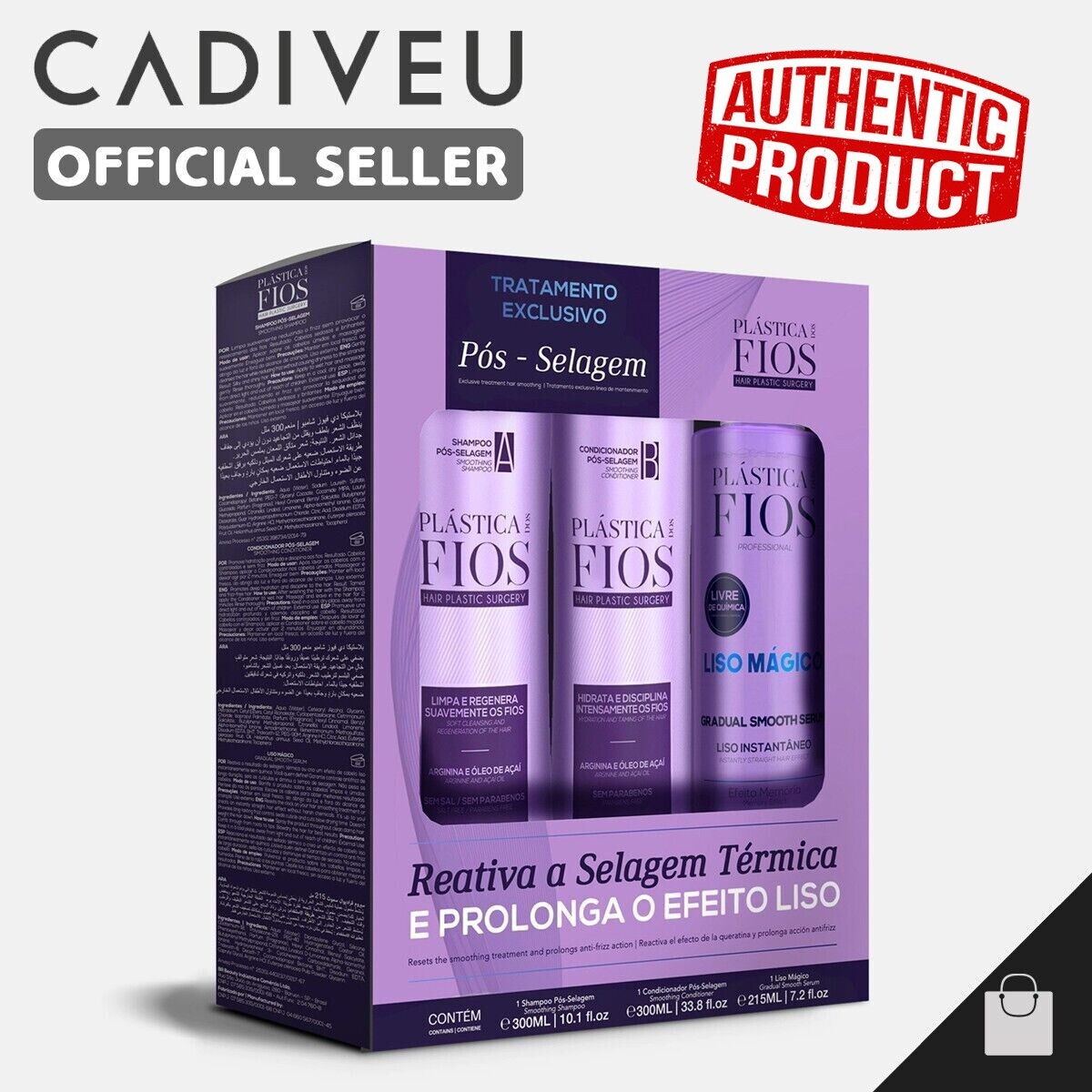 Cadiveu Plastica dos Fios Post Sealing Home Care Kit Pos Selagem Hair Treatment