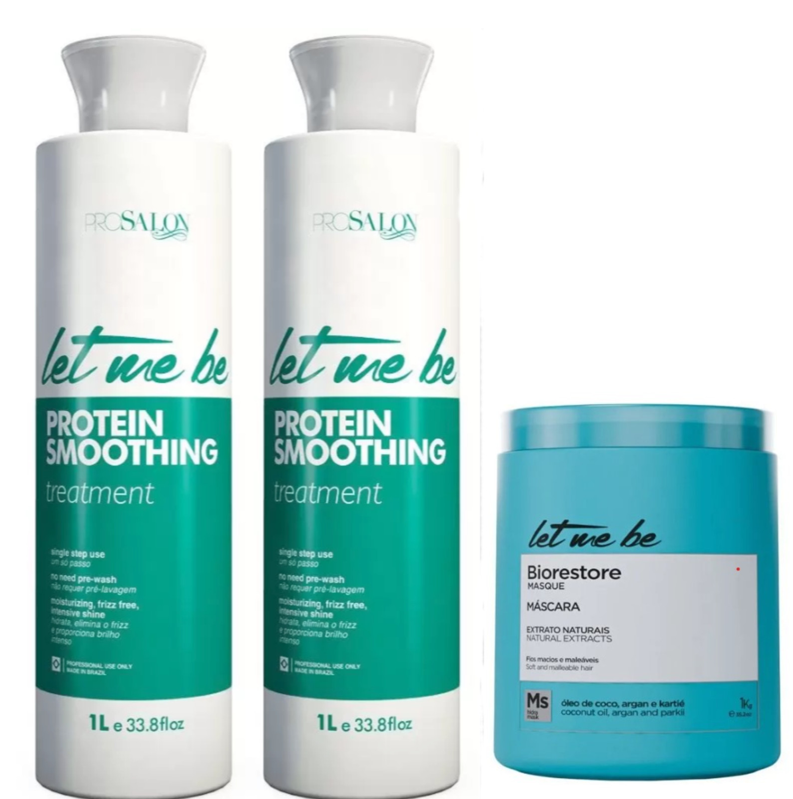 Kit 2 Brazilian Keratin Let Me Be Protein Smoothing 1L & Bio Restore Mask 1000ml