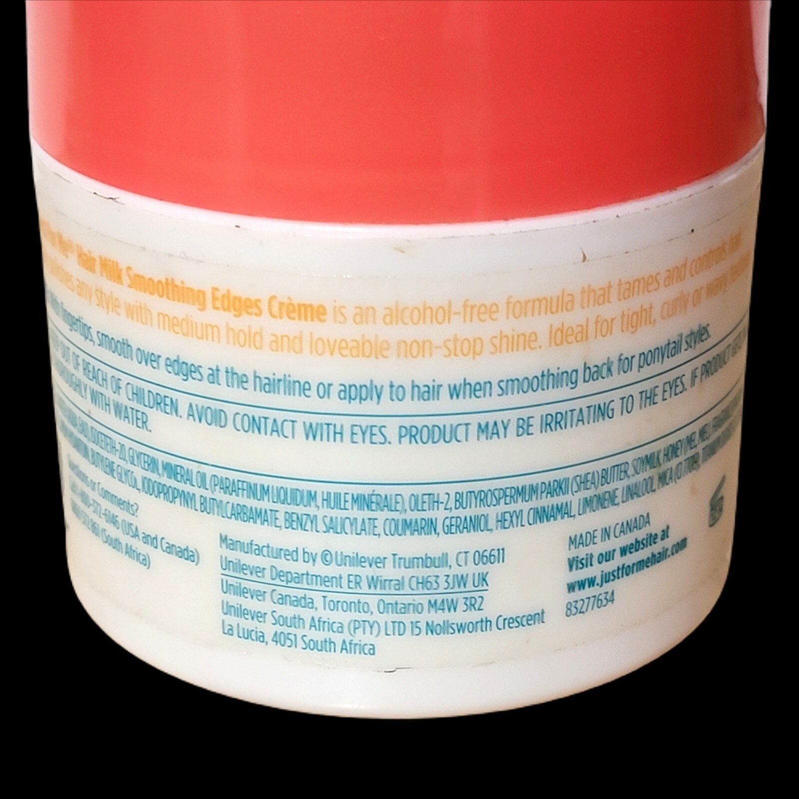 Lot Of 2 Pack Just For Me Hair Milk Smoothing Edges Creme With Shea Butter 4 oz