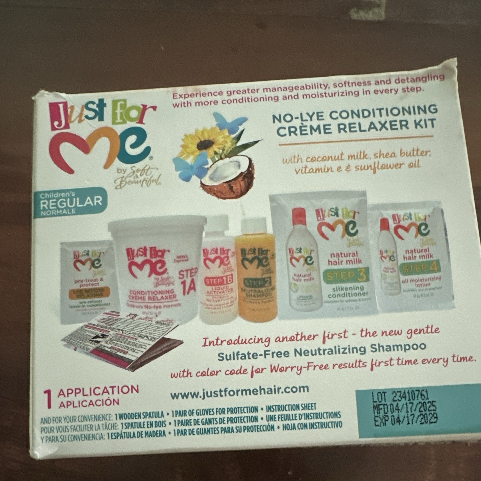 Just for Me No-Lye Creme Relaxer Kit Smoothing Sulfate-Free Vitamin E 8.6oz