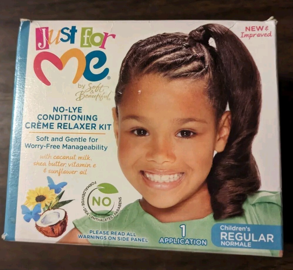 Just For Me No-Lye Conditioning Créme Relaxer Kit Curly Child Hair Care New