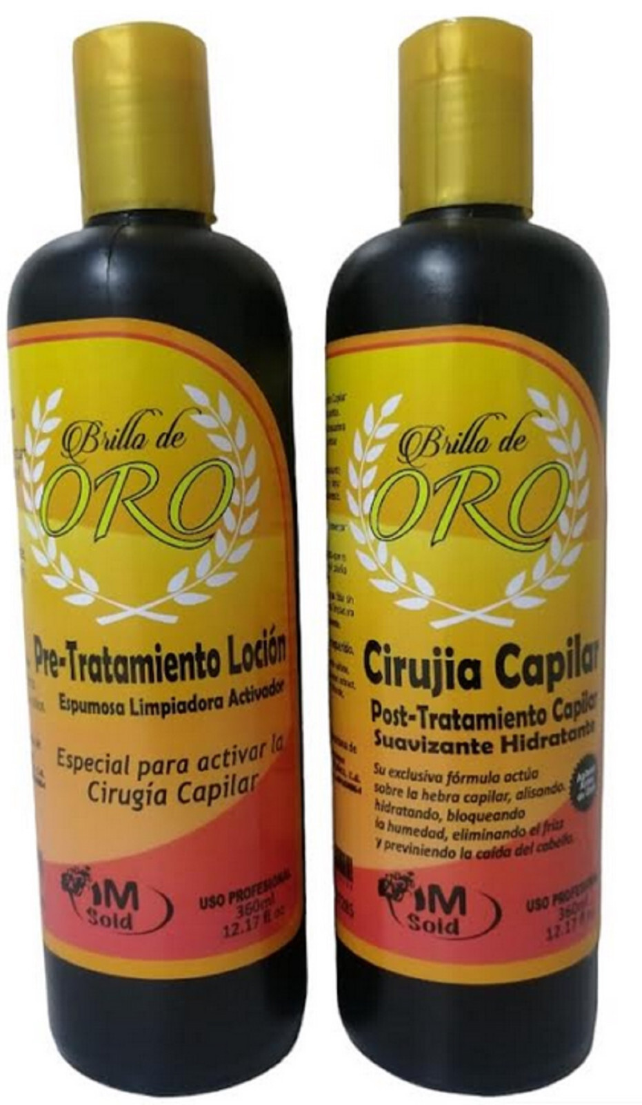 Cirugia Capilar Brillo de Oro 360 ml (shampo mas cirugía capilar) cero frizz