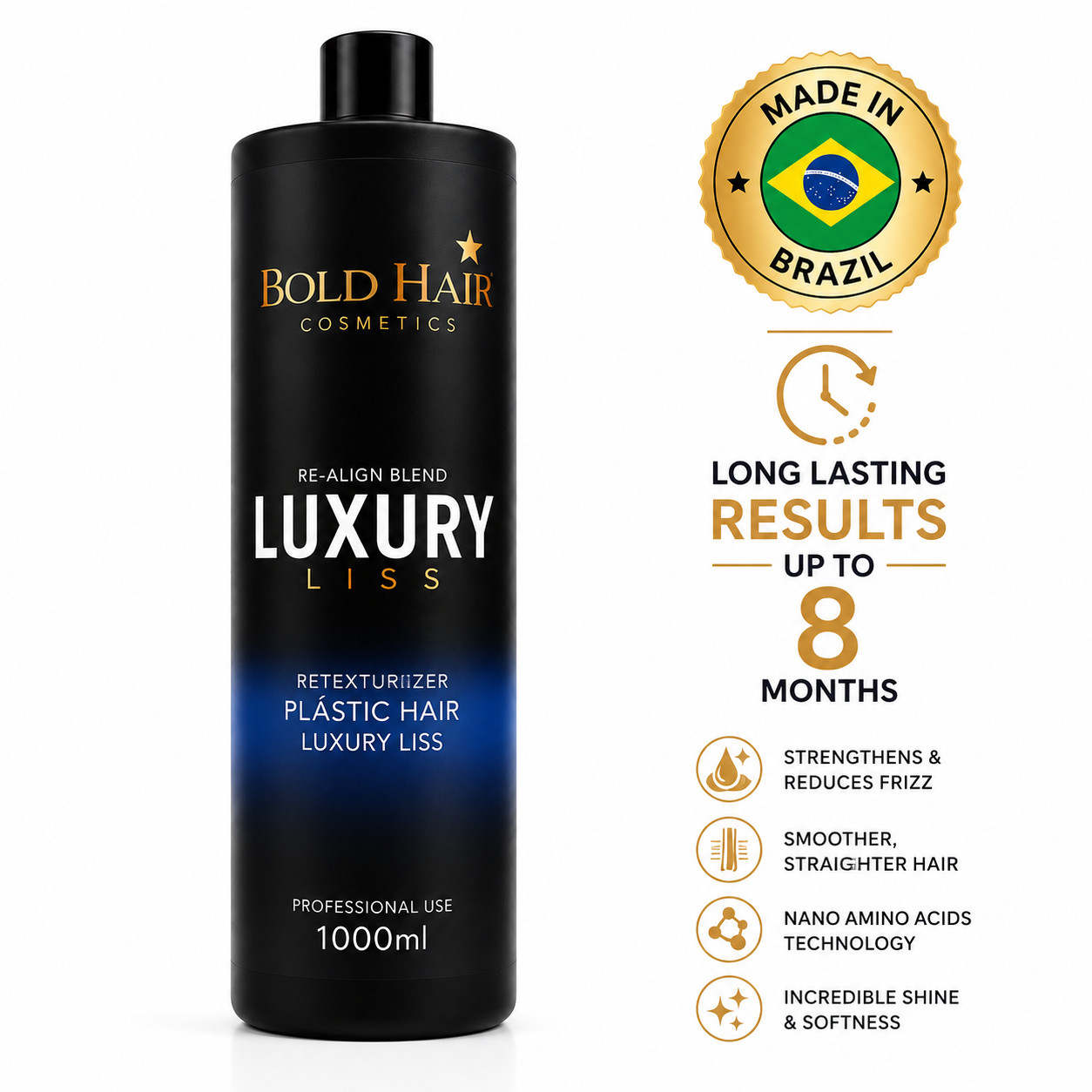 Bold Hair Luxury Liss Nanoplastia – Professional Hair Straightening Treatment 1L