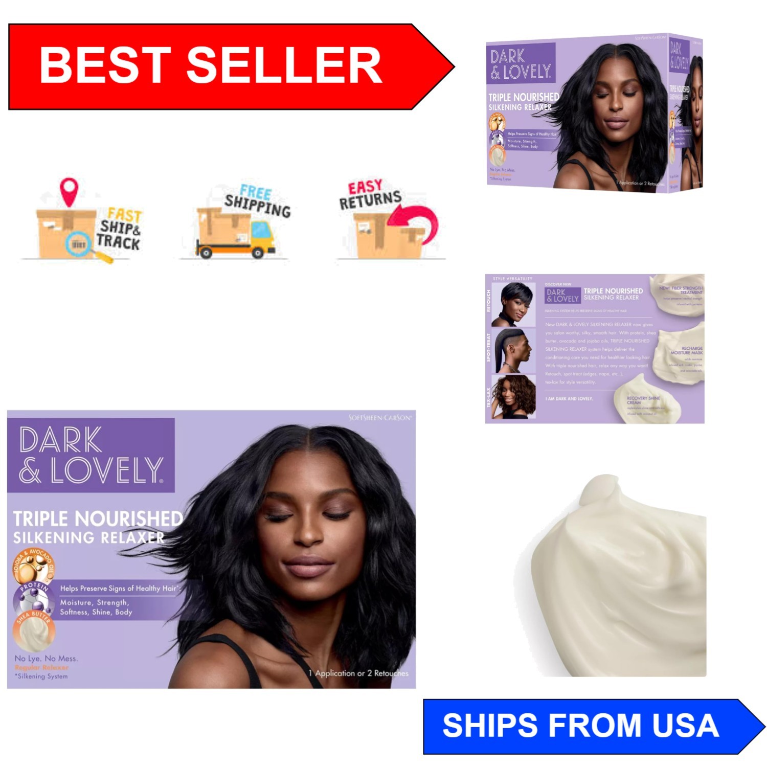 Dark & Lovely No-Lye Relaxer with Shea Butter & Jojoba – Nourishing 1 Set
