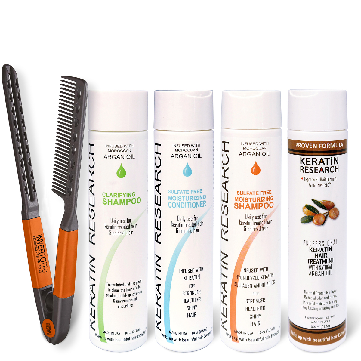 Brazilian complex hair Keratin Treatment set 300ml with Argan oil Free Easy Comb