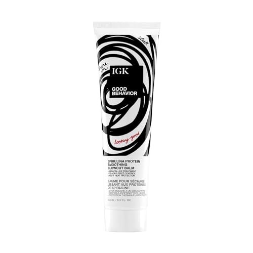 IGK GOOD BEHAVIOR Spirulina Protein Smoothing Blowout Balm | Anti-Frizz Heat