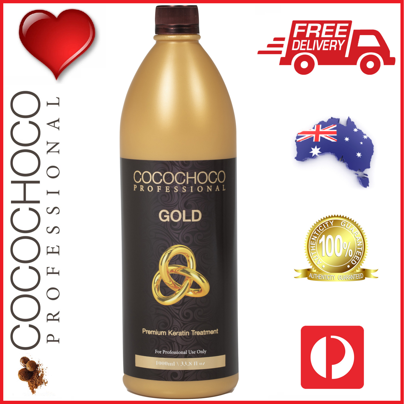 ❤❤ COCOCHOCO Pro GOLD Brazilian Keratin Hair Straight Salon Treatment 1000ml 1L