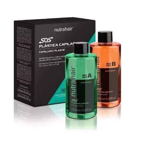 NUTRAHAIR SOS PLÁSTIC HAIR KIT, PHASE A and B 2 X 250ML FRIZZ REDUCTION