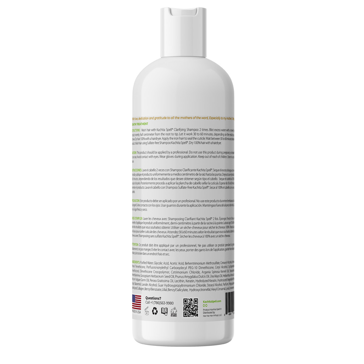 Kachita Spell Keratin FORMALDEHYDE FREE(No Formol) Anti allergic Formula 32oz