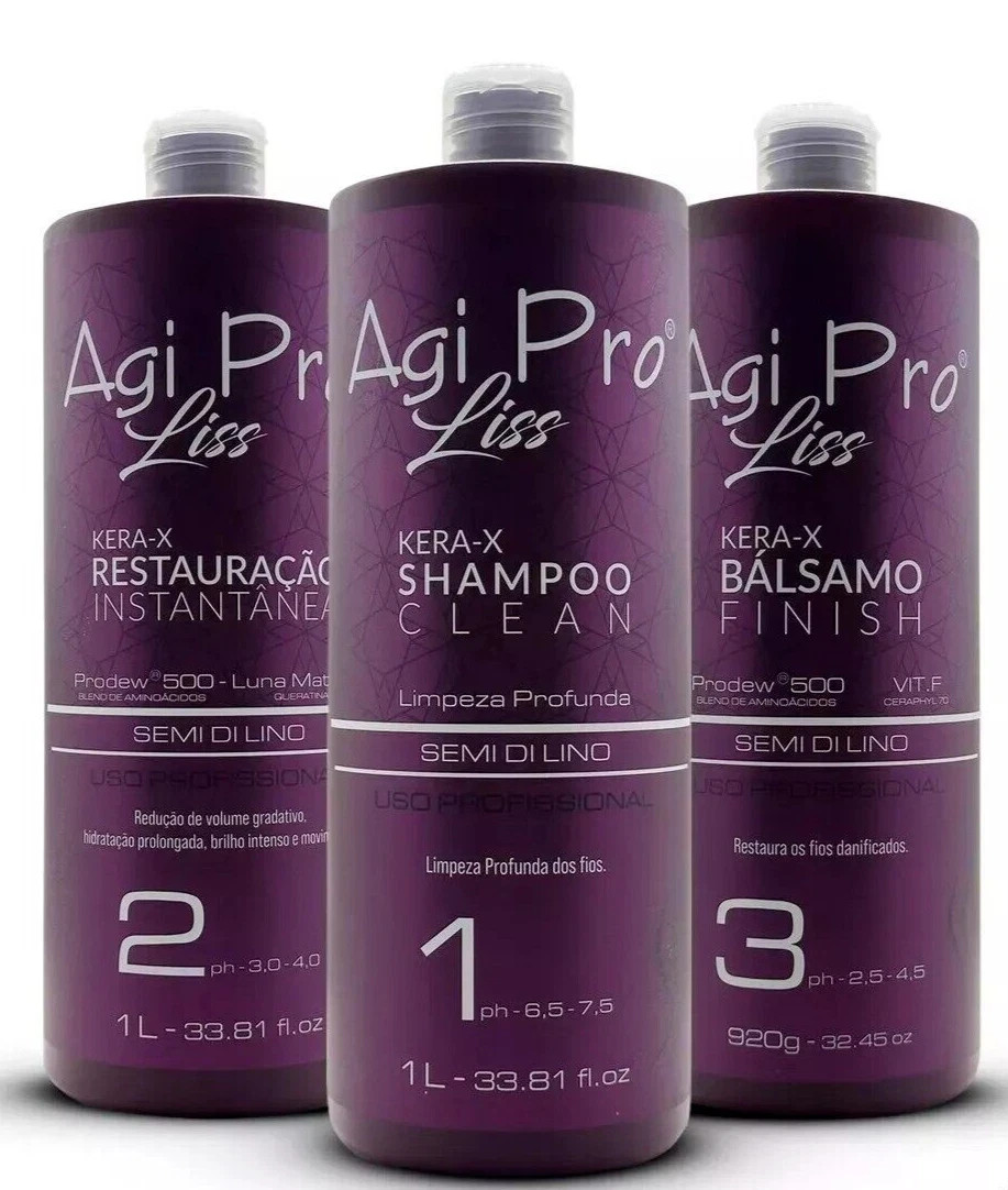 Agi Max Pro Liss Kera-X Brazilian Keratin Hair Straightening Kit 3x1L
