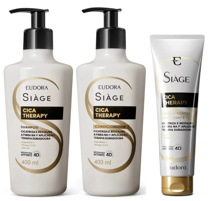 EUDORA SIAGE KIT CICA-THERAPY SHAMPOO 400ML, CONDITIONER 400ML AND LEAVE IN -3X1