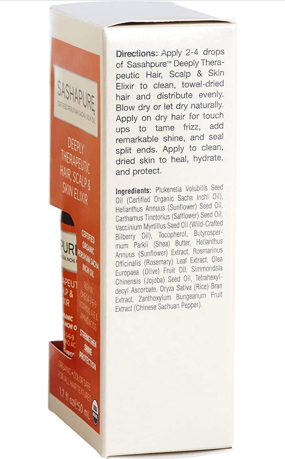 SASHAPURE Deeply Therapeutic Hair Scalp & Skin Elixir, Organic Hair Serum 1.7 Oz