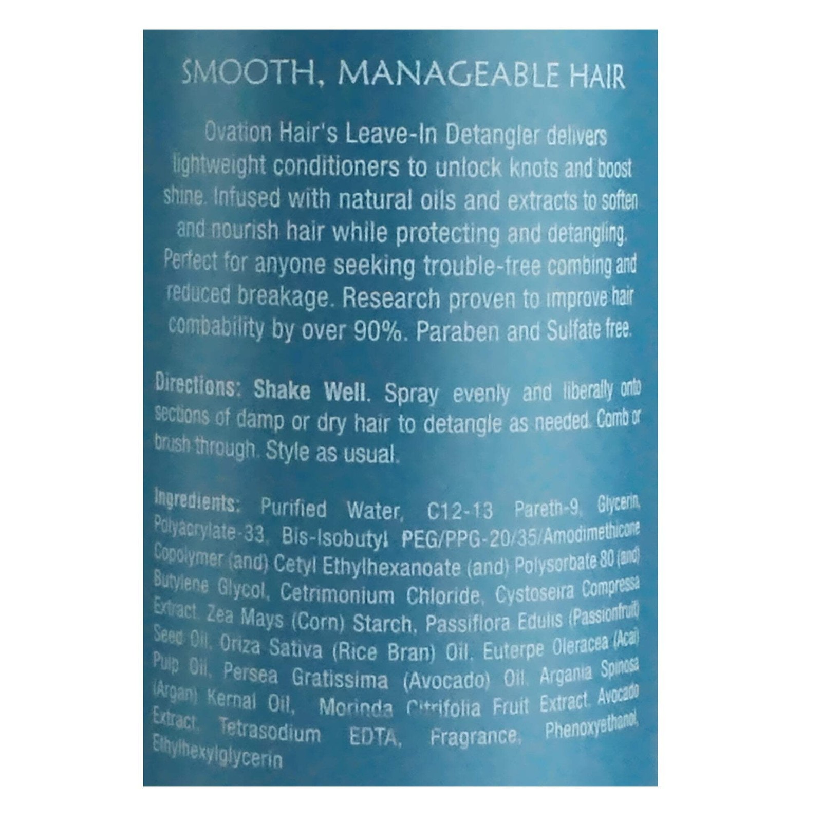 Ovation Hair Lightweight Leave-In Detangler Conditioning Spray with Comb 6 fl oz