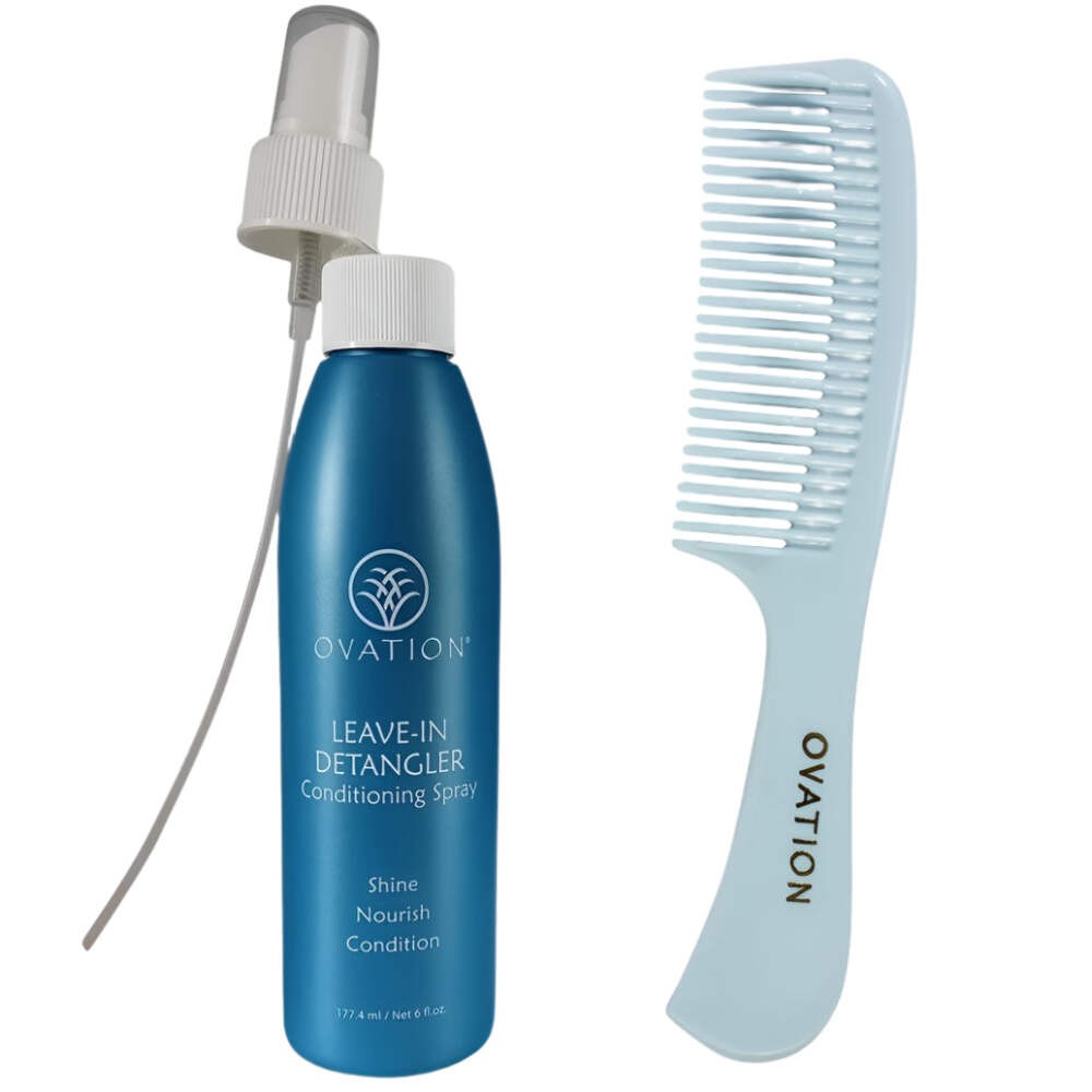 Ovation Hair Lightweight Leave-In Detangler Conditioning Spray with Comb 6 fl oz