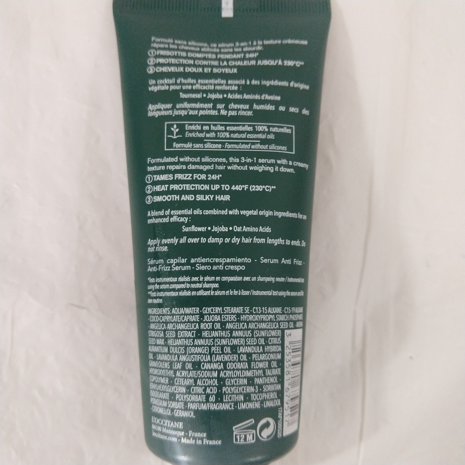 L`Occitane Intensive Repair Anti-Frizz Hair Serum 100 ml/3.3 fl. oz. NEW