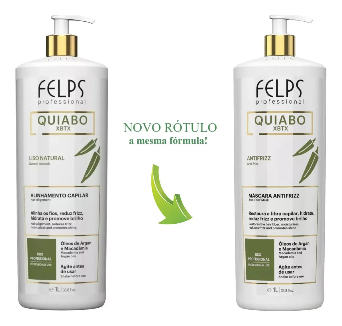 Felps Okra Xbtx Anti-Frizz Mask 1L / Kit with 2 Units / Felps Professional