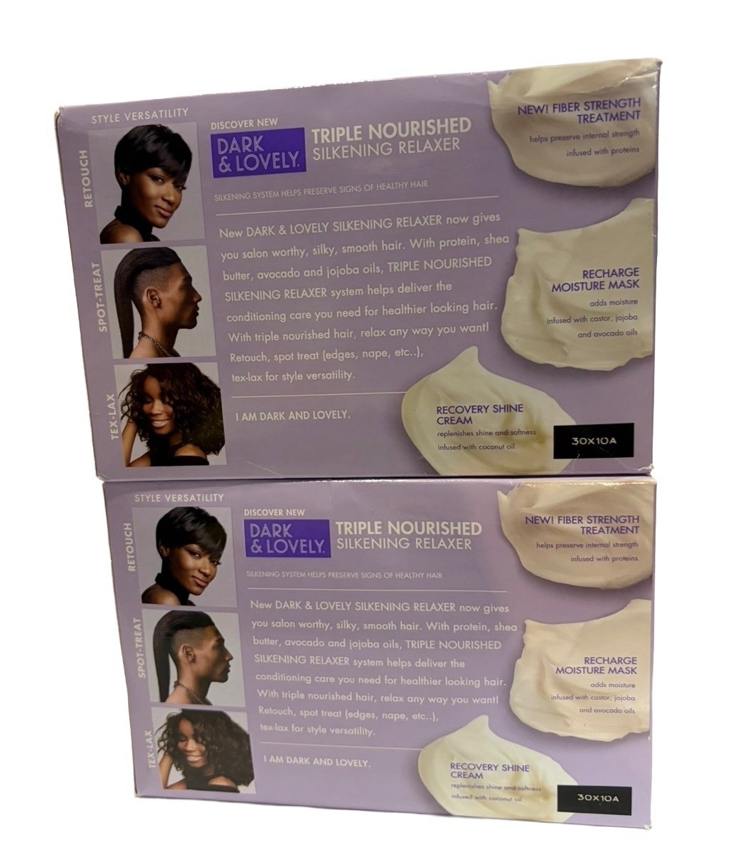 Dark & Lovely Triple Nourished Silkening Relaxer Regular No Lye Kit Lot 2 New